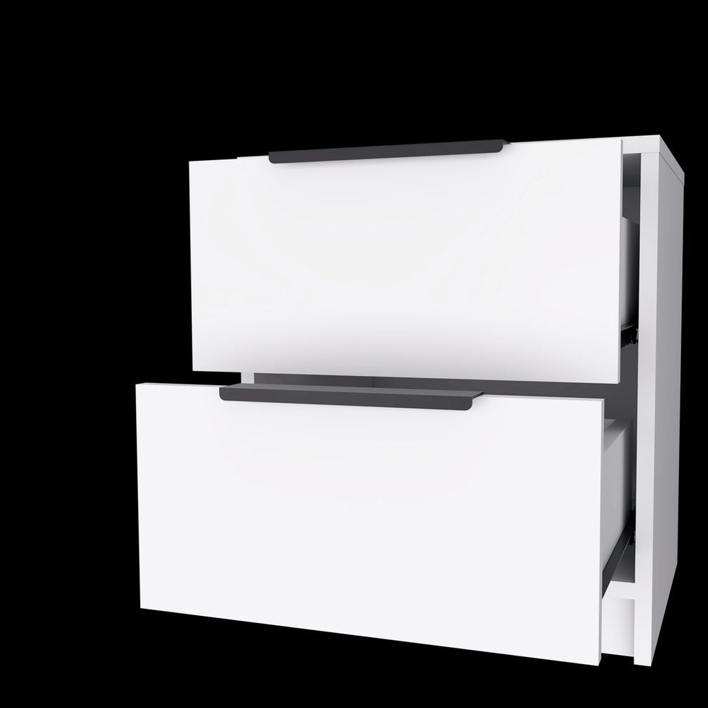 19" White Wood Two Drawer Nightstand