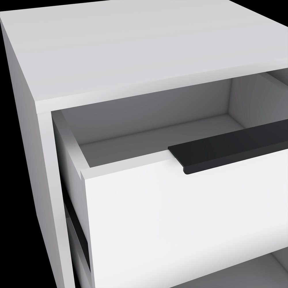 19" White Wood Two Drawer Nightstand