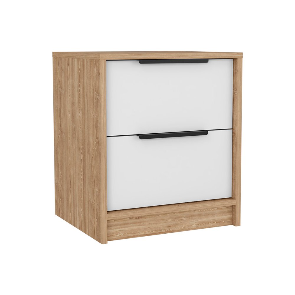 19" White Wood Two Drawer Nightstand