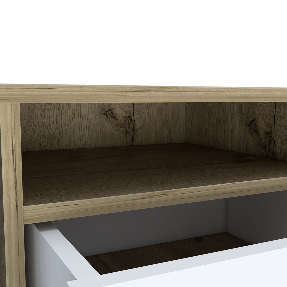 20" White Wood Two Drawer Nightstand