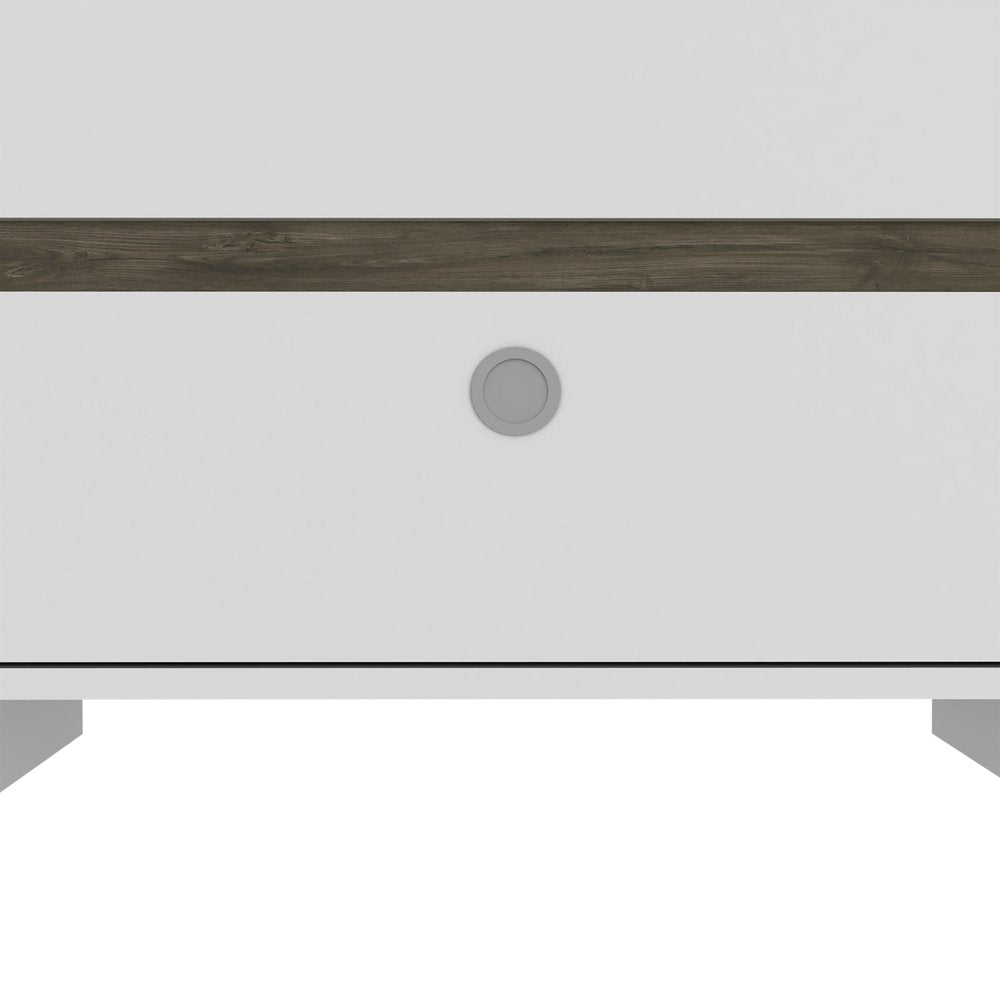 22" White Wood Two Drawer Nightstand