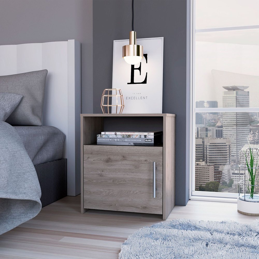 23" Gray Wood Nightstand