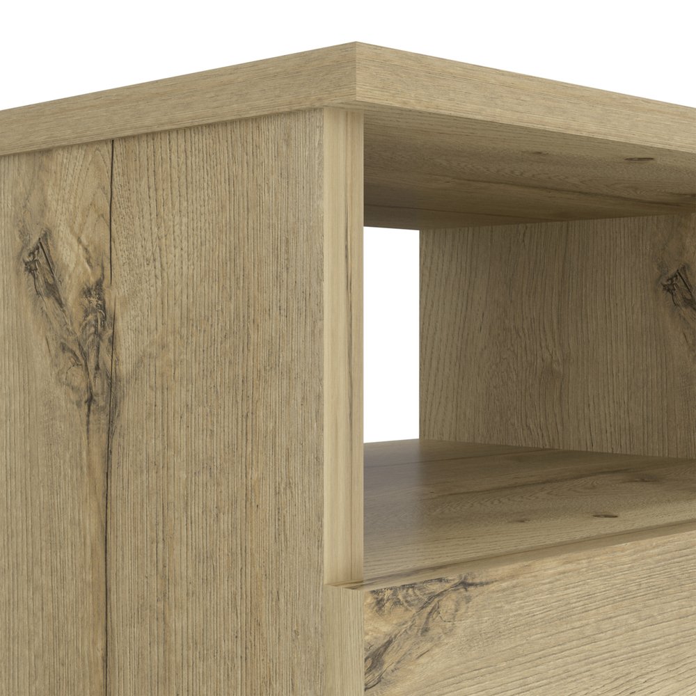 20" Oak Wood Two Drawer Nightstand