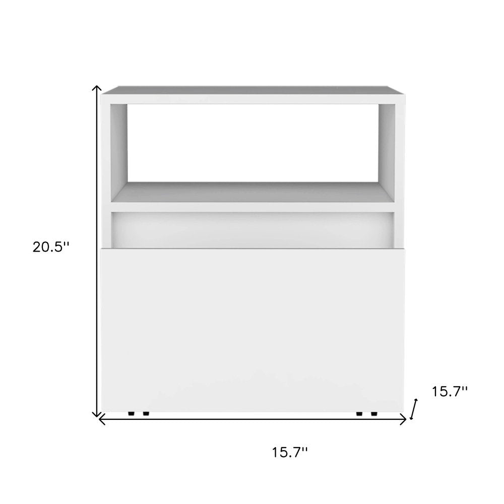 21" White Wood One Drawer Nightstand