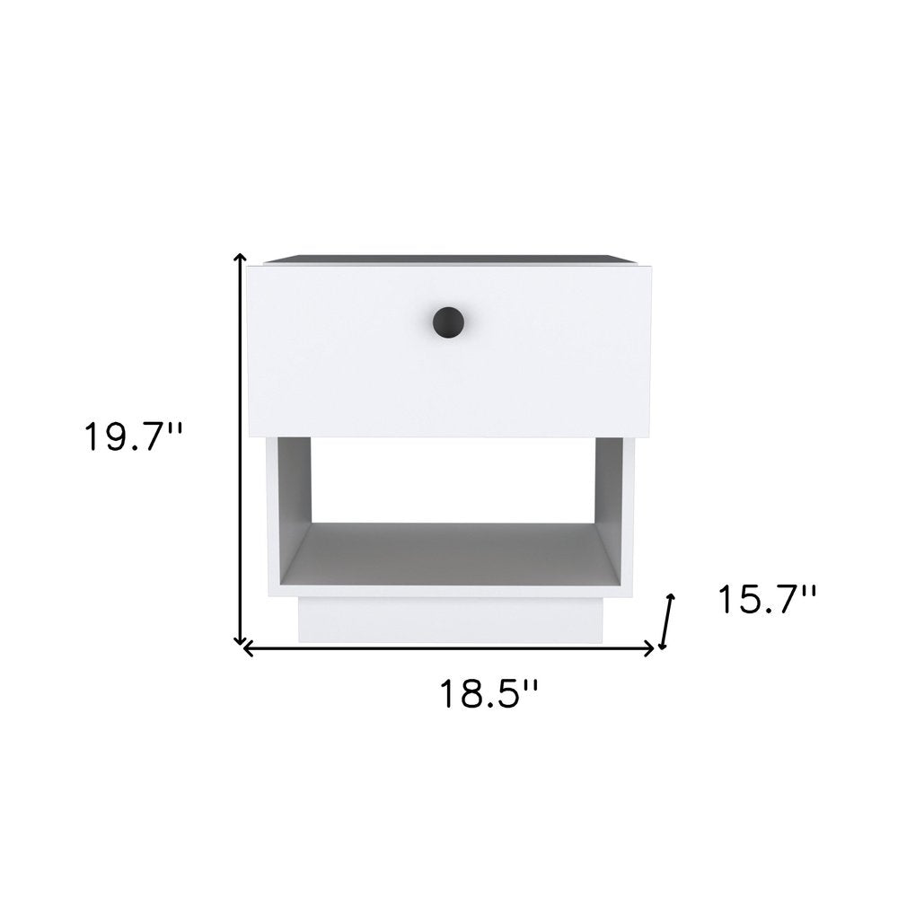 20" White Wood One Drawer Nightstand