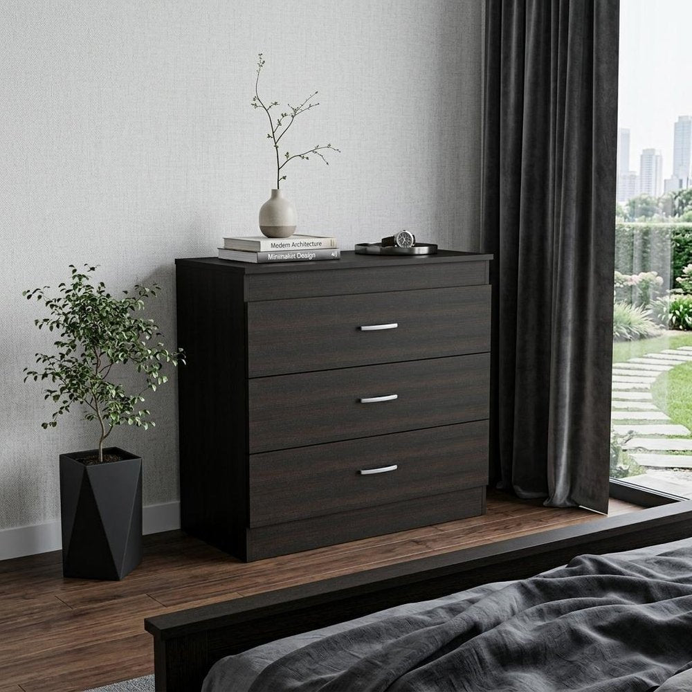 32" Black Three Drawer Dresser