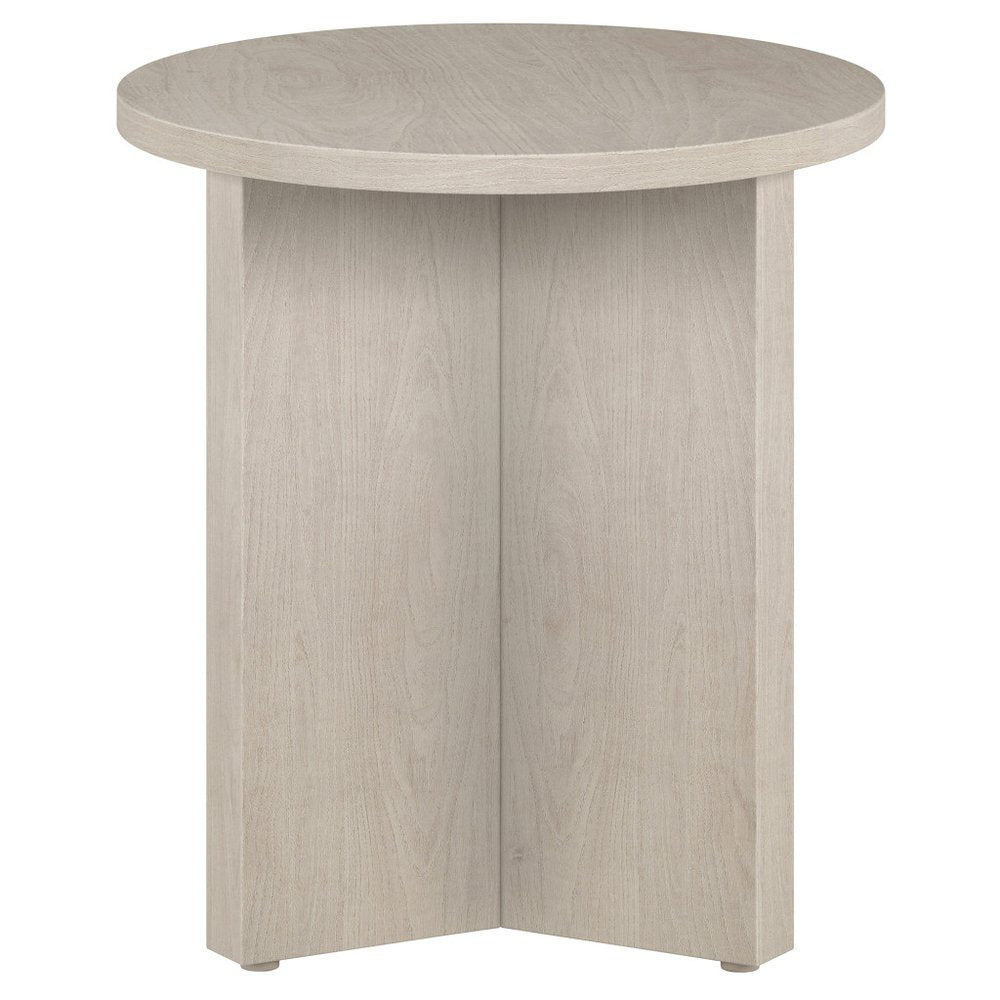 22" Alder White Wood Round End Table