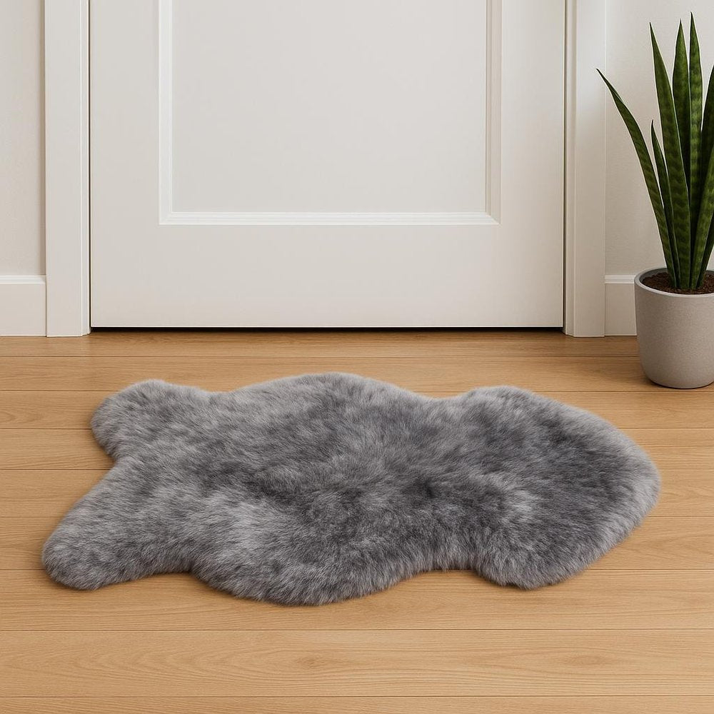 2' X 3' Gray Sheepskin Handmade Non Skid Area Rug