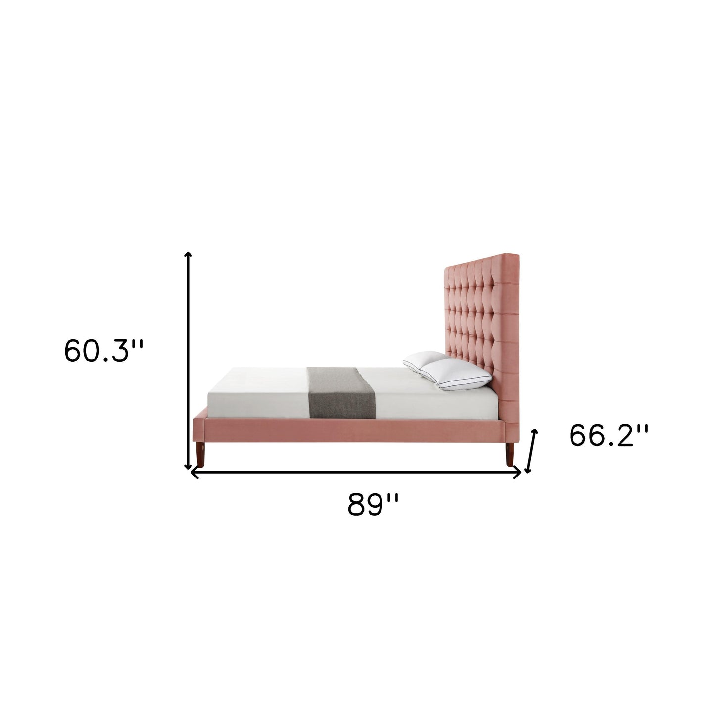 Gray Solid Wood King Tufted Upholstered Velvet Bed