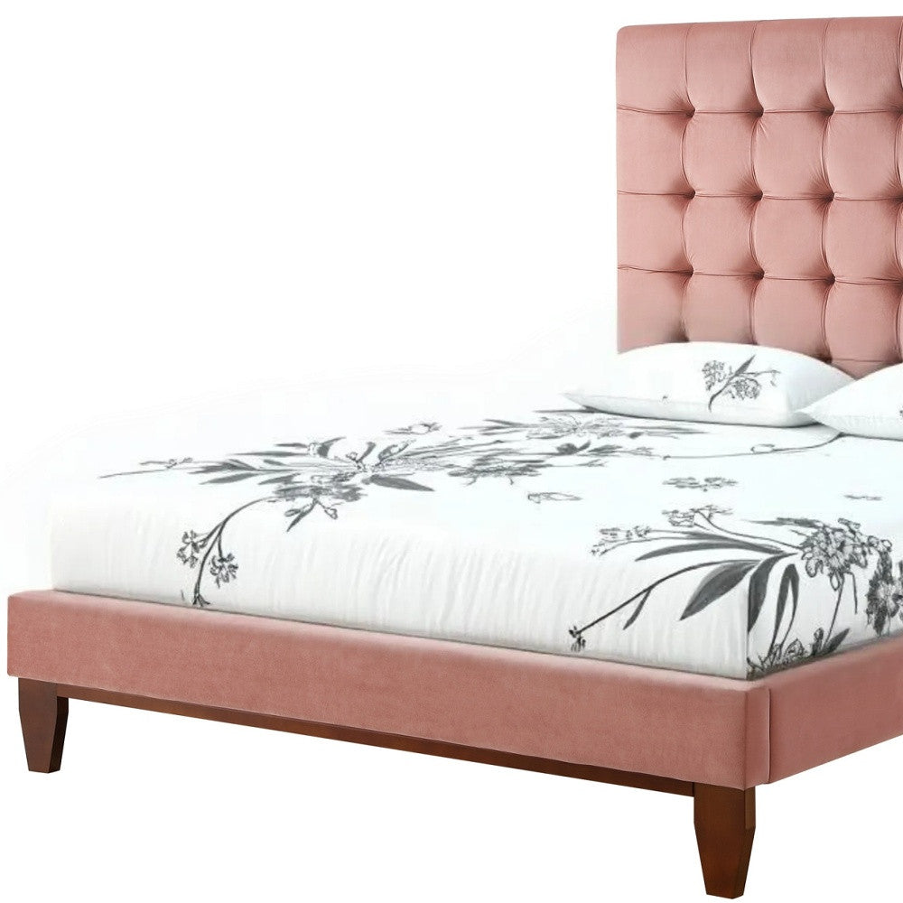 Gray Solid Wood King Tufted Upholstered Velvet Bed