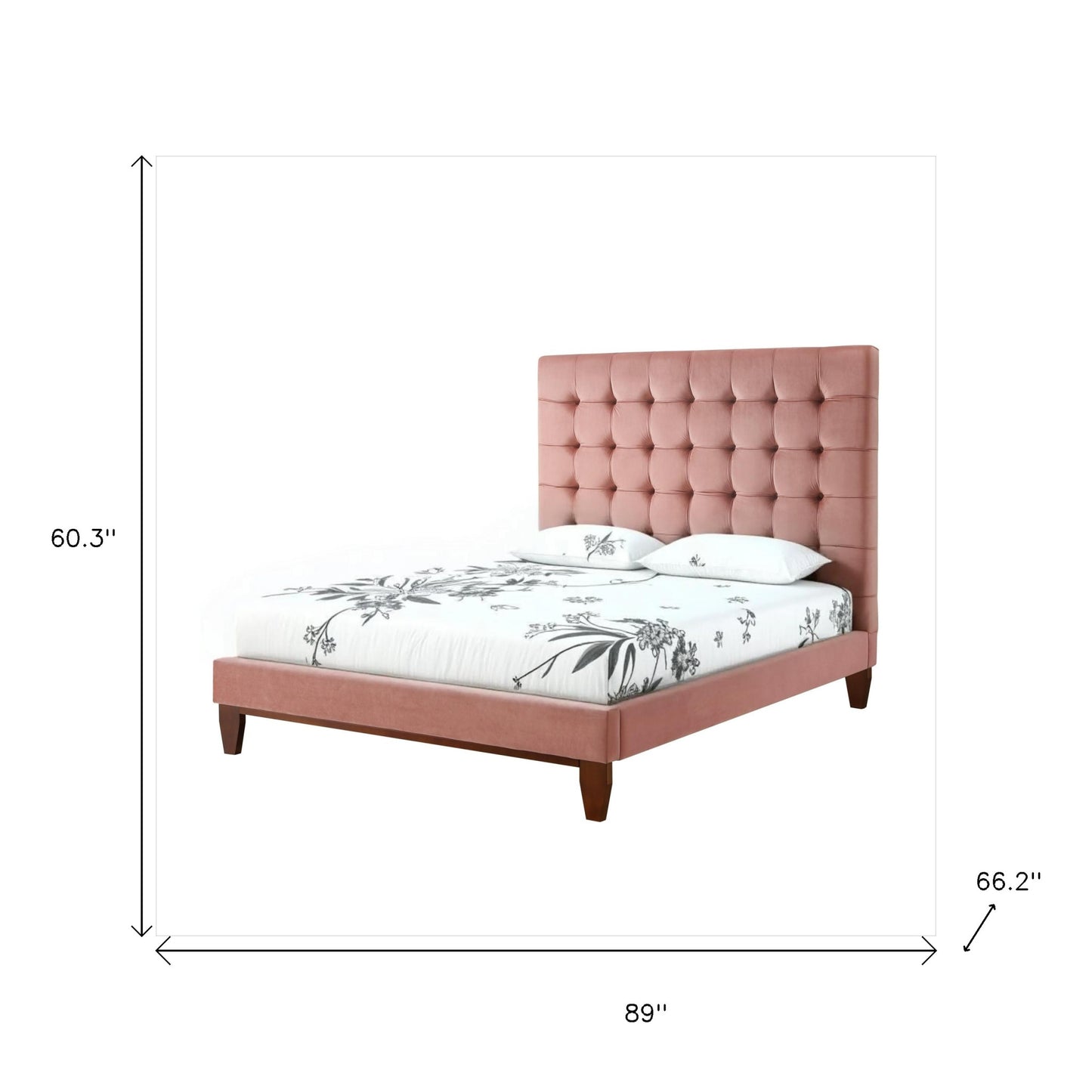 Gray Solid Wood King Tufted Upholstered Velvet Bed