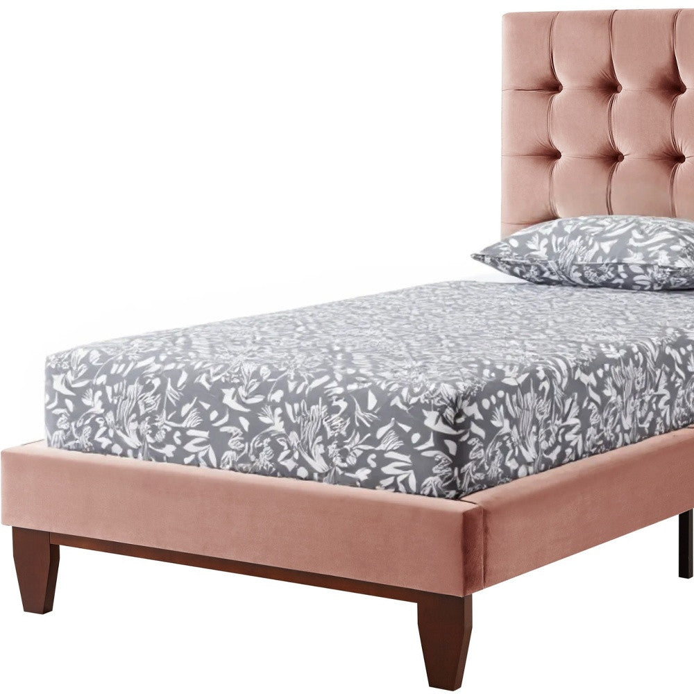 Gray Solid Wood King Tufted Upholstered Velvet Bed