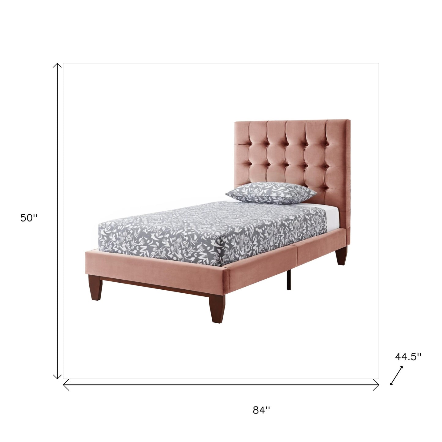 Gray Solid Wood King Tufted Upholstered Velvet Bed