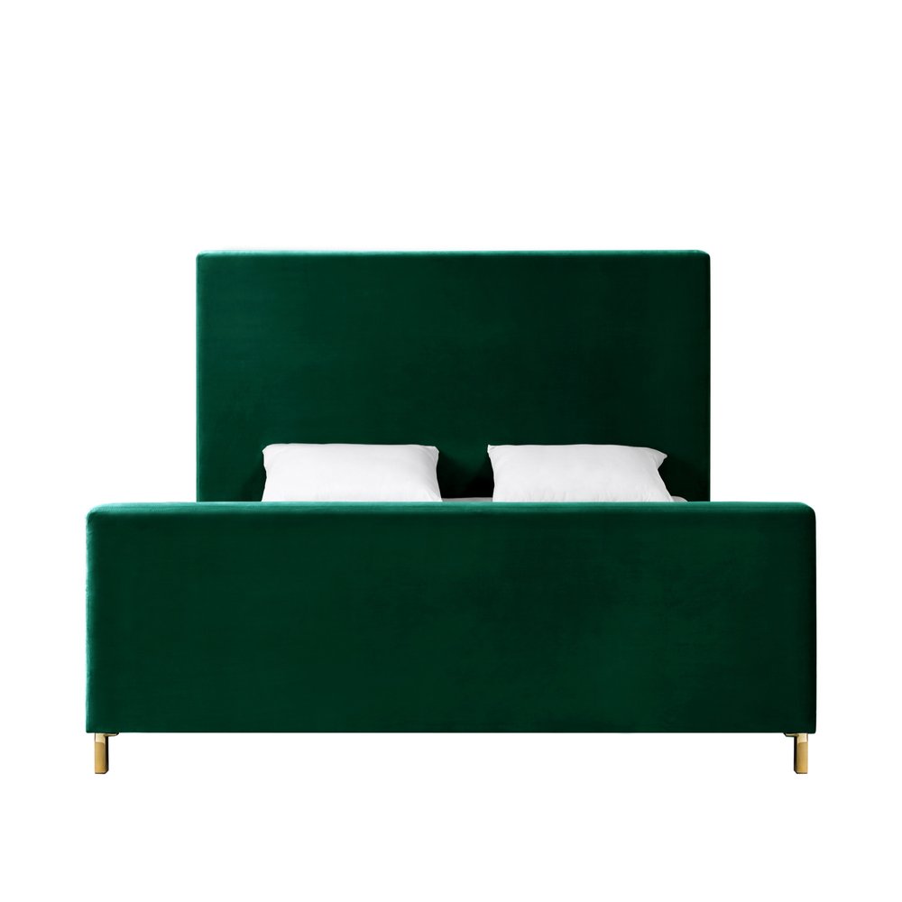Gray Solid Wood King Upholstered Linen Bed