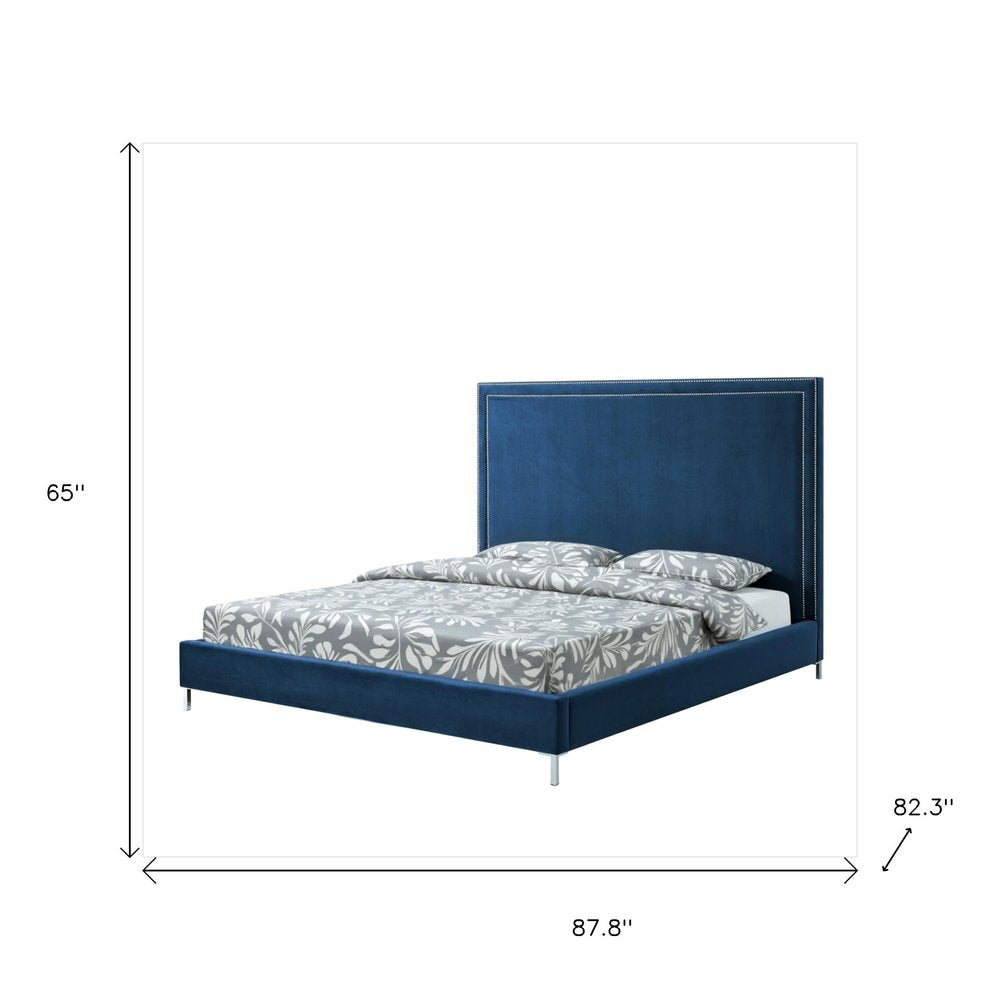 White Solid Wood Full Upholstered Faux Leather Bed with Nailhead Trim