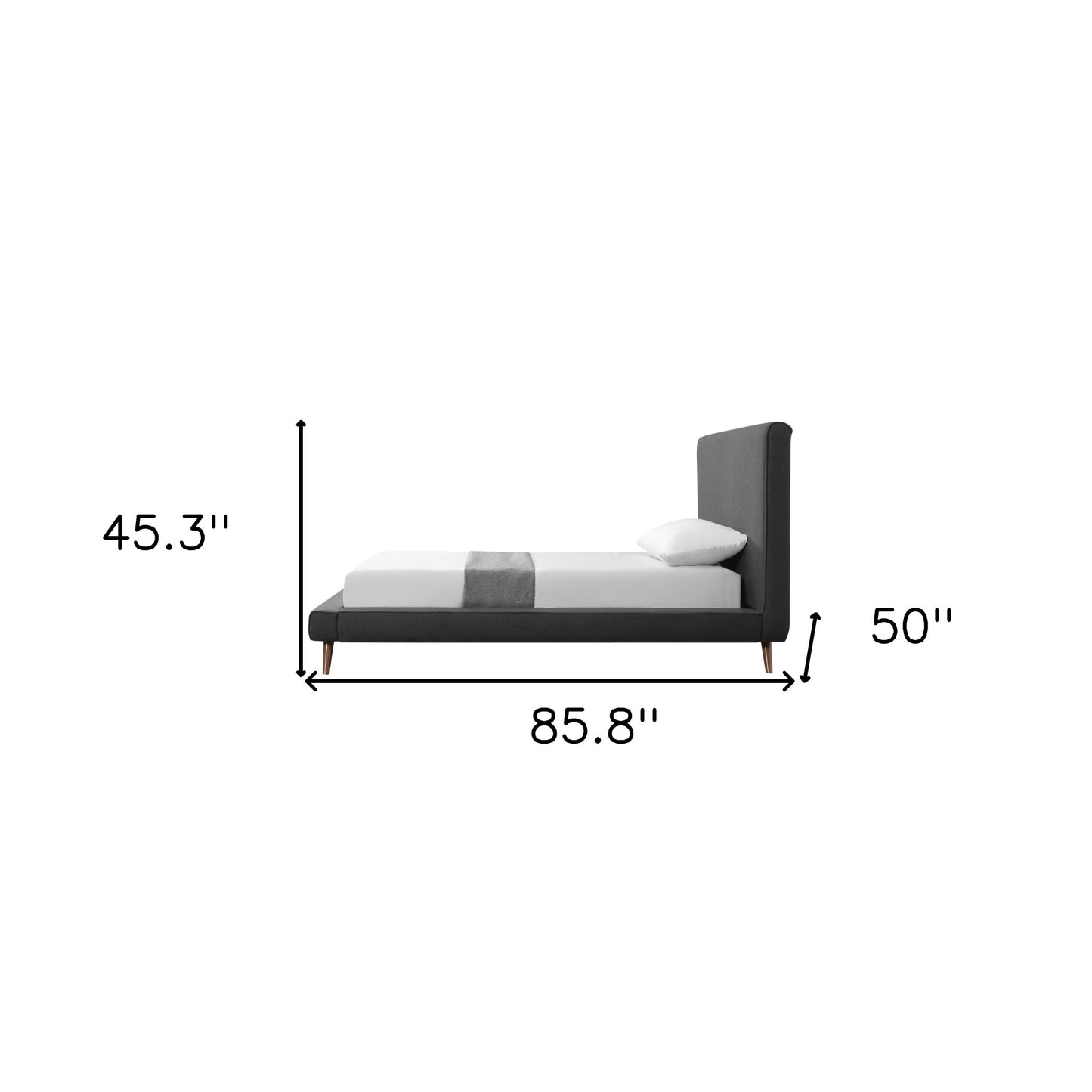 Denim Blue Solid Wood Queen Upholstered Linen Bed