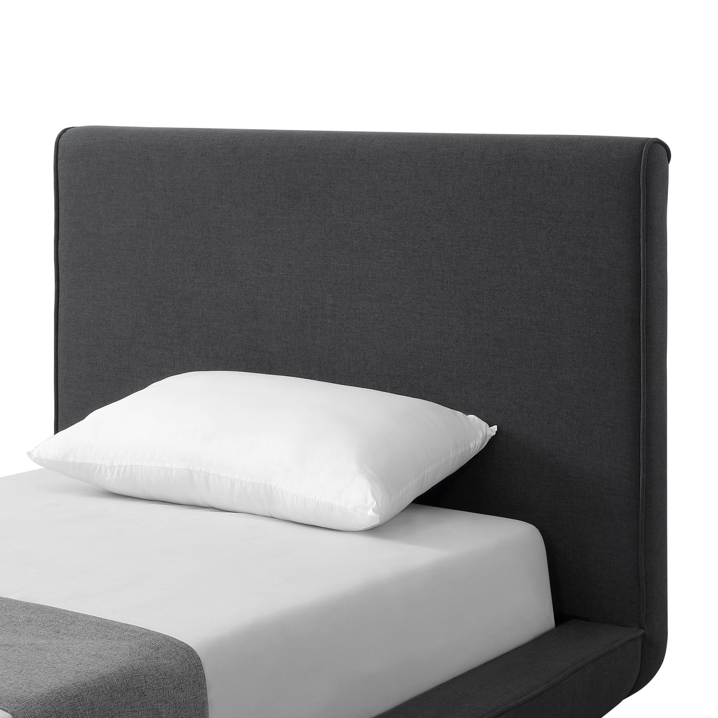 Denim Blue Solid Wood Queen Upholstered Linen Bed