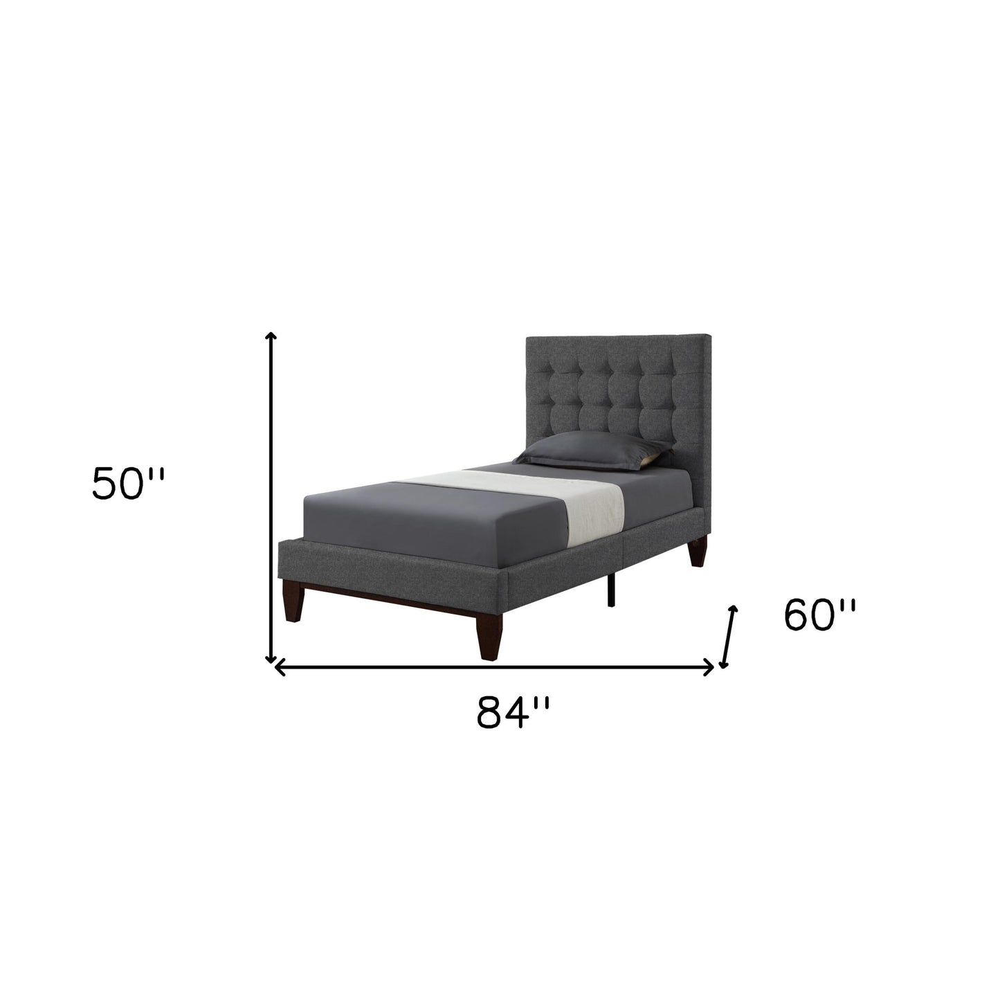Gray Solid Wood King Tufted Upholstered Velvet Bed