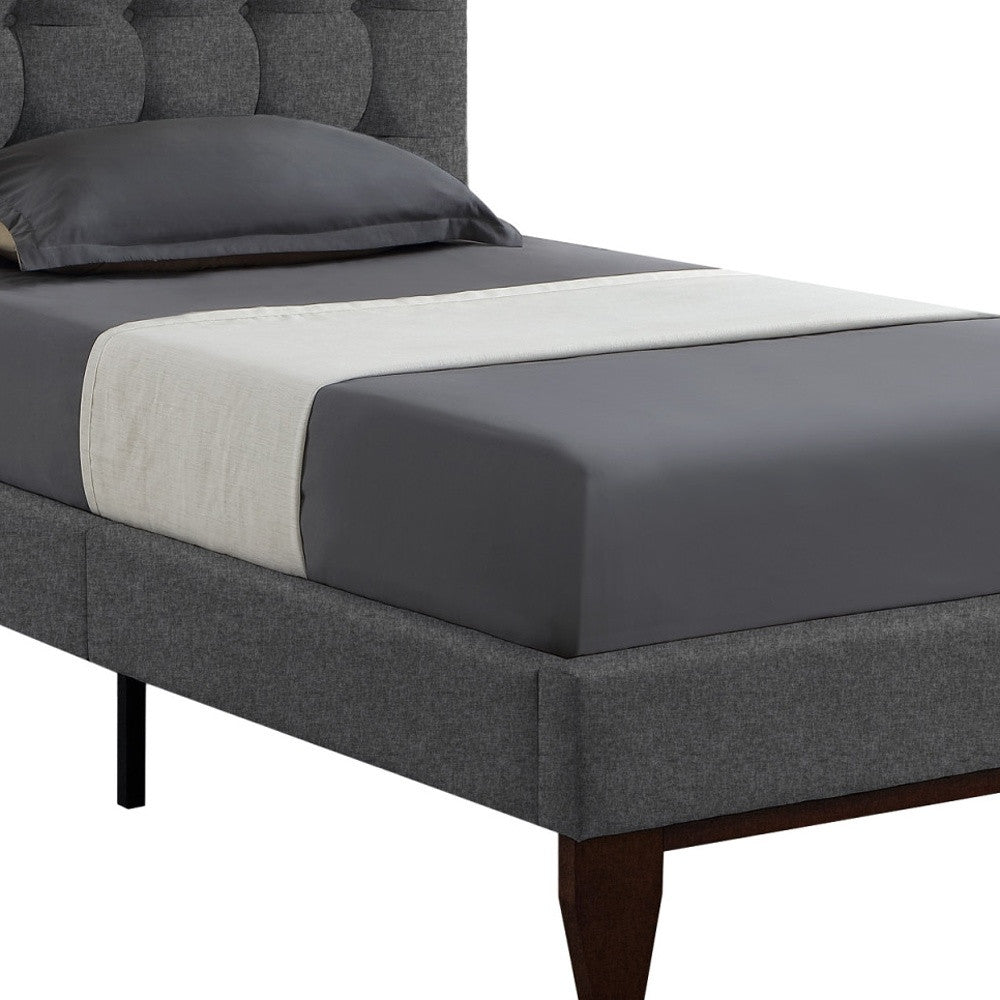 Gray Solid Wood King Tufted Upholstered Velvet Bed