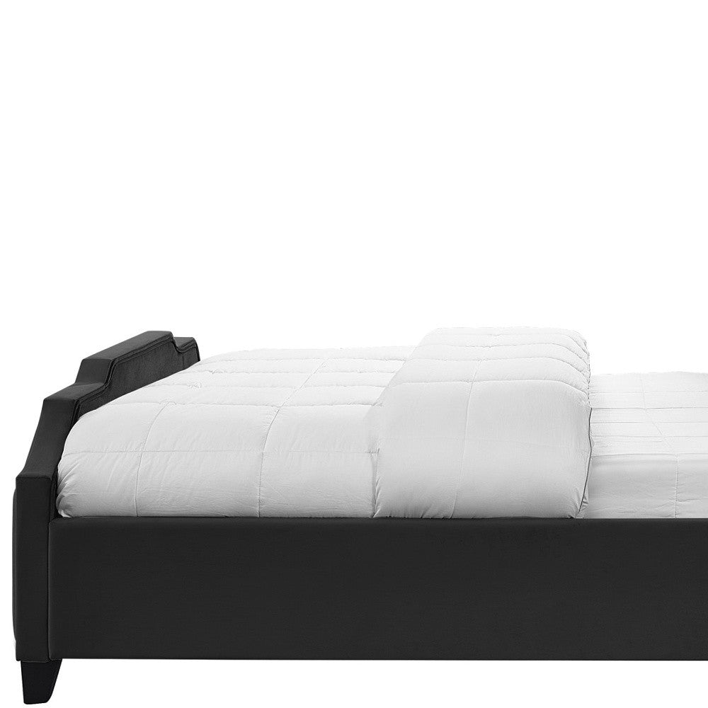 Sky Blue Solid Wood Queen Tufted Upholstered Velvet Bed with Nailhead Trim