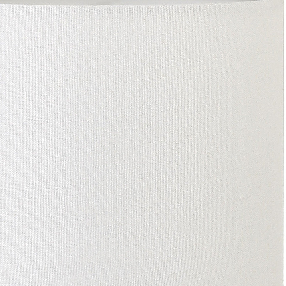 15" Gold and White Ceramic Cylinder Table Lamp With White Drum Shade