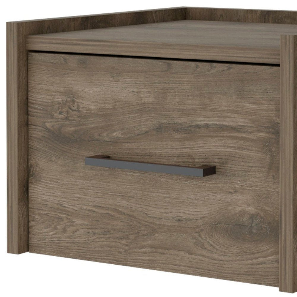 10" Brown Wood One Drawer Floating Nightstand