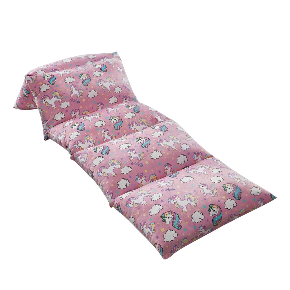 26" Pink and White Microfiber Unicorn Pouf Cover