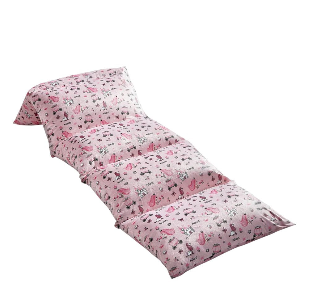 26" Pink and White Microfiber Unicorn Pouf Cover