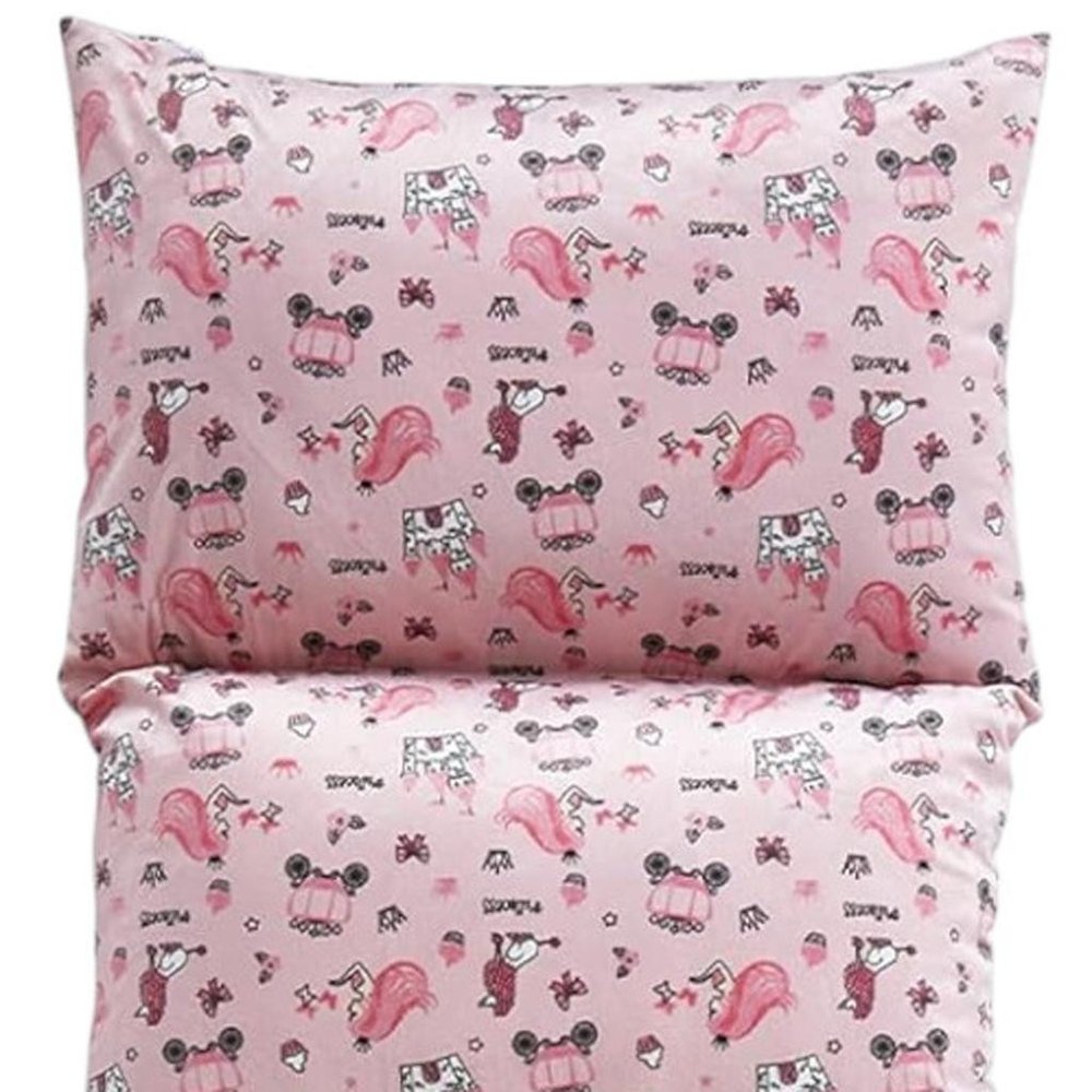 26" Pink and White Microfiber Unicorn Pouf Cover