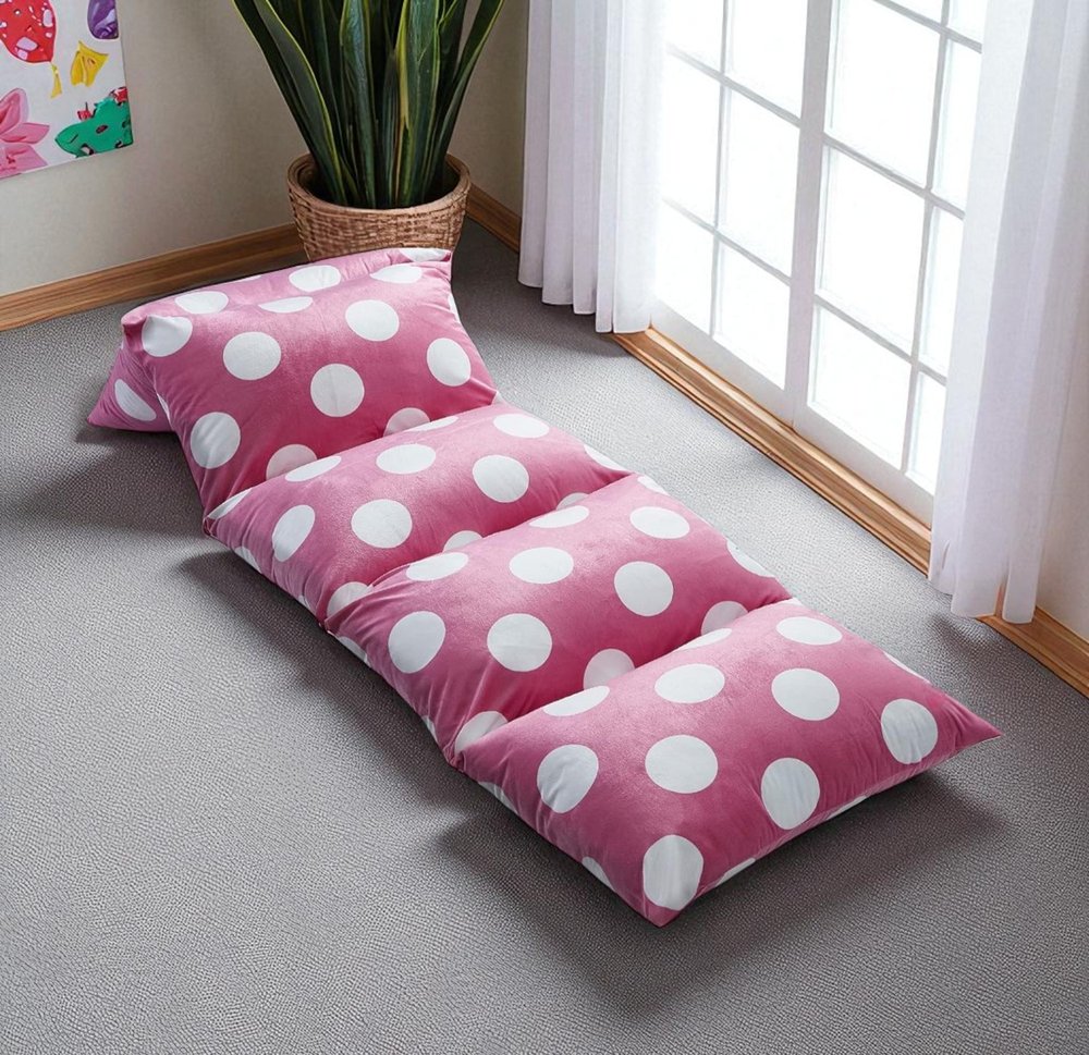 26" Purple and White Microfiber Polka Dots Pouf Cover