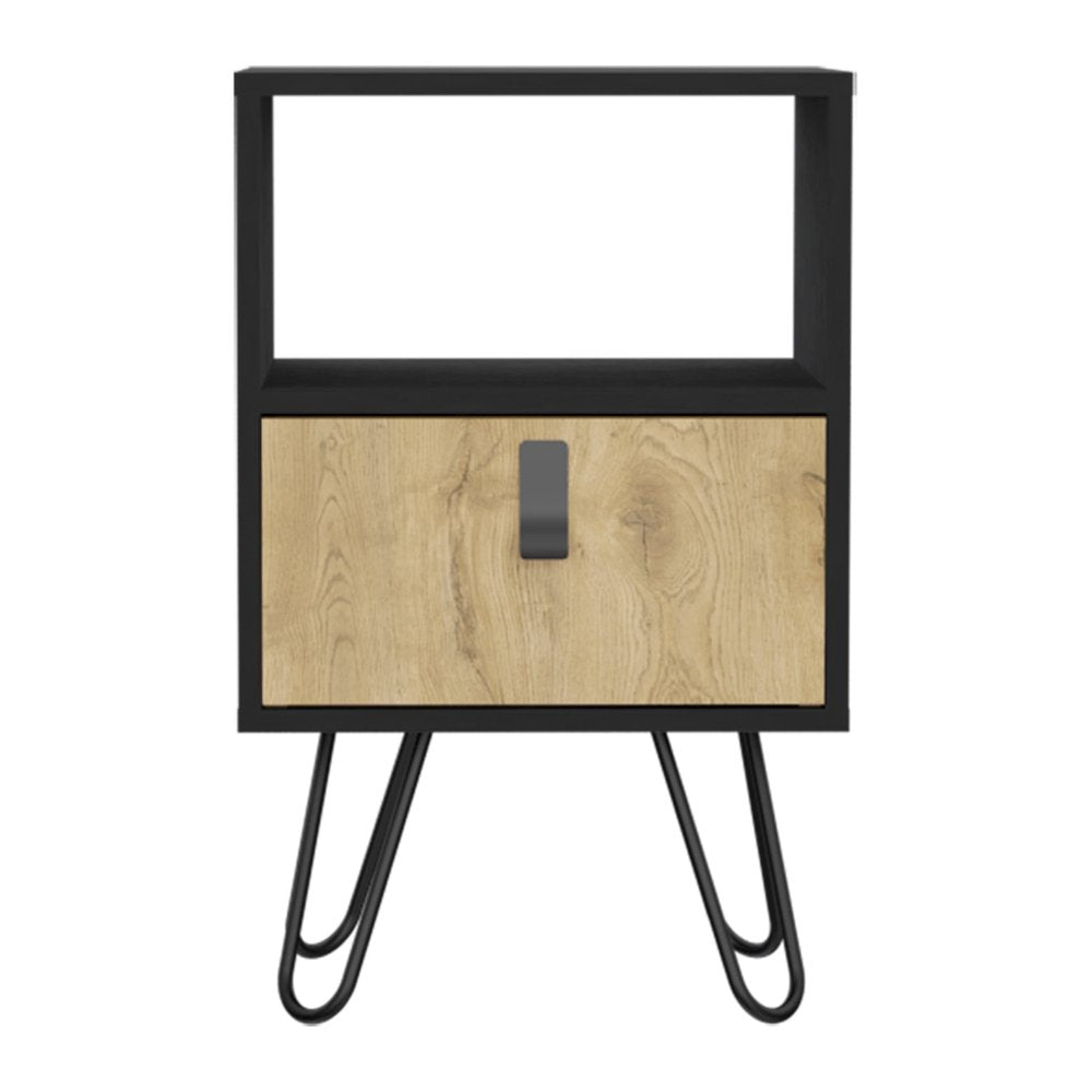 23" Black Wood One Drawer Nightstand