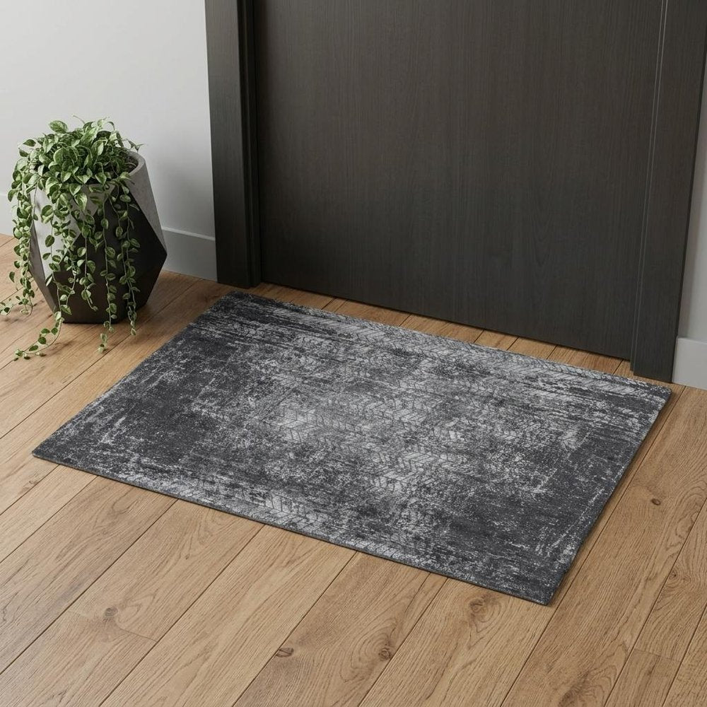 3' X 5' Black and Gray Chevron Non Skid Area Rug