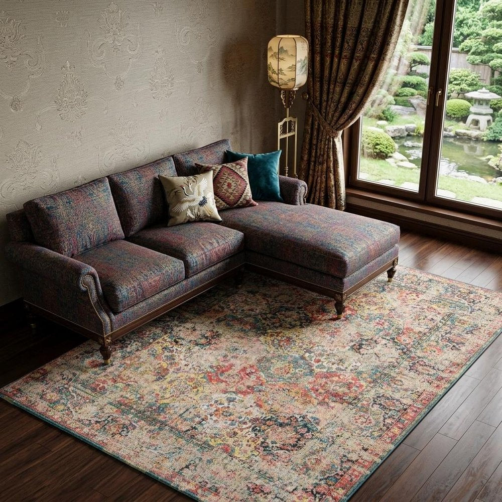 7' X 9' Red Oriental Non Skid Area Rug