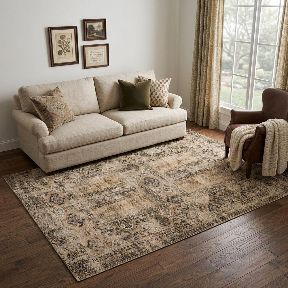 6' X 8' Brown Oriental Non Skid Area Rug