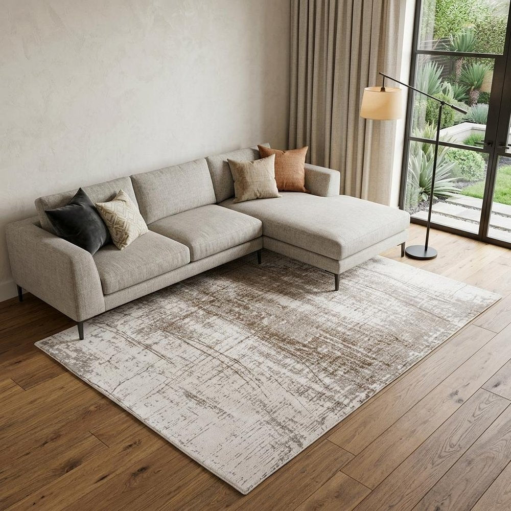 8' X 11' Gray and Beige Abstract Non Skid Area Rug