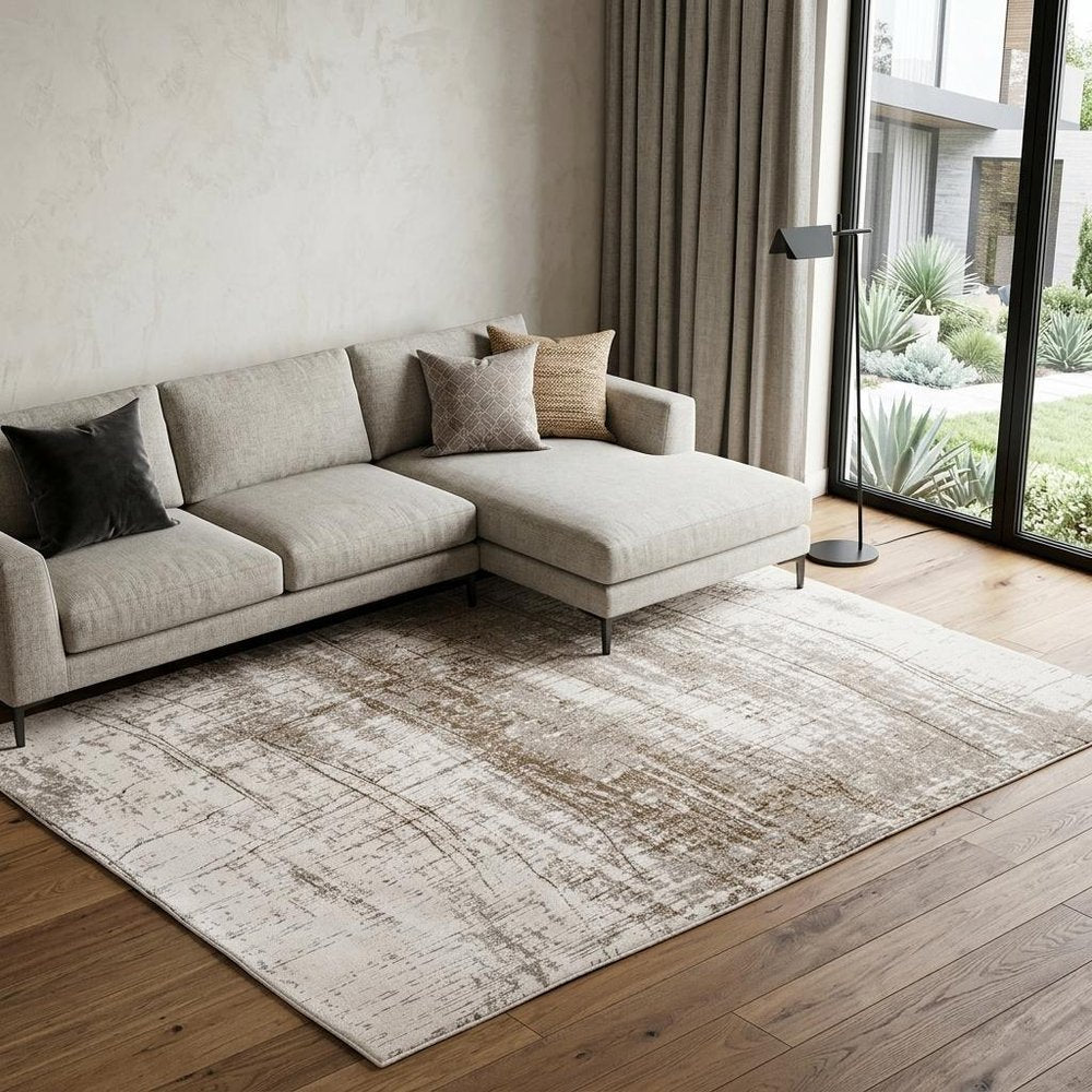 9' X 13' Gray and Beige Abstract Non Skid Area Rug