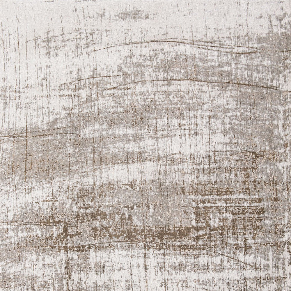 5' Gray and Beige Round Abstract Non Skid Area Rug
