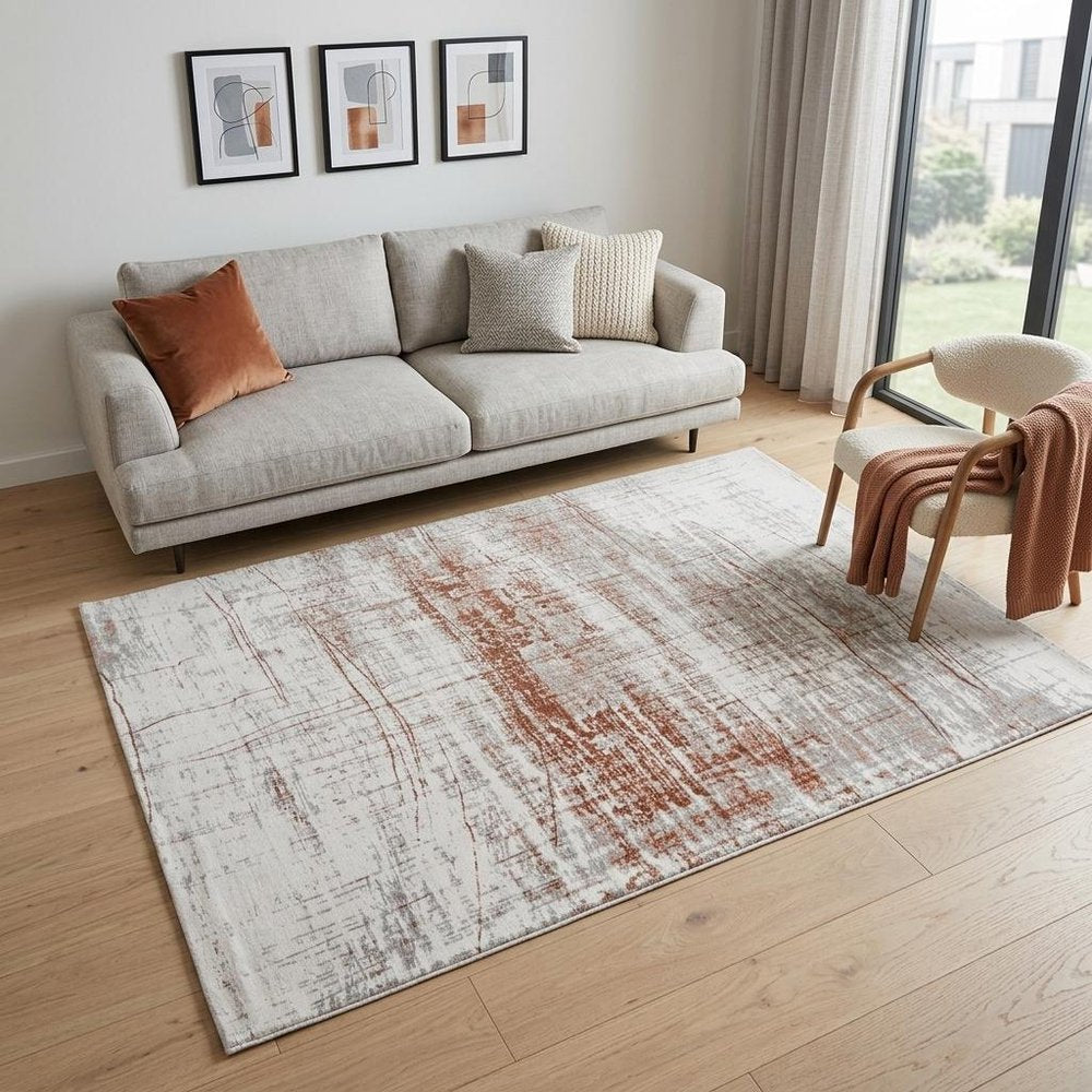 5' X 7' Gray and Yellow Abstract Non Skid Area Rug