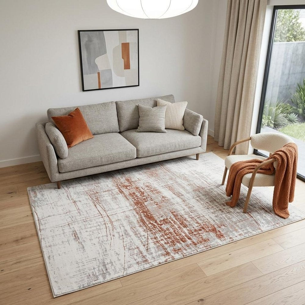 6' X 8' Gray and Yellow Abstract Non Skid Area Rug