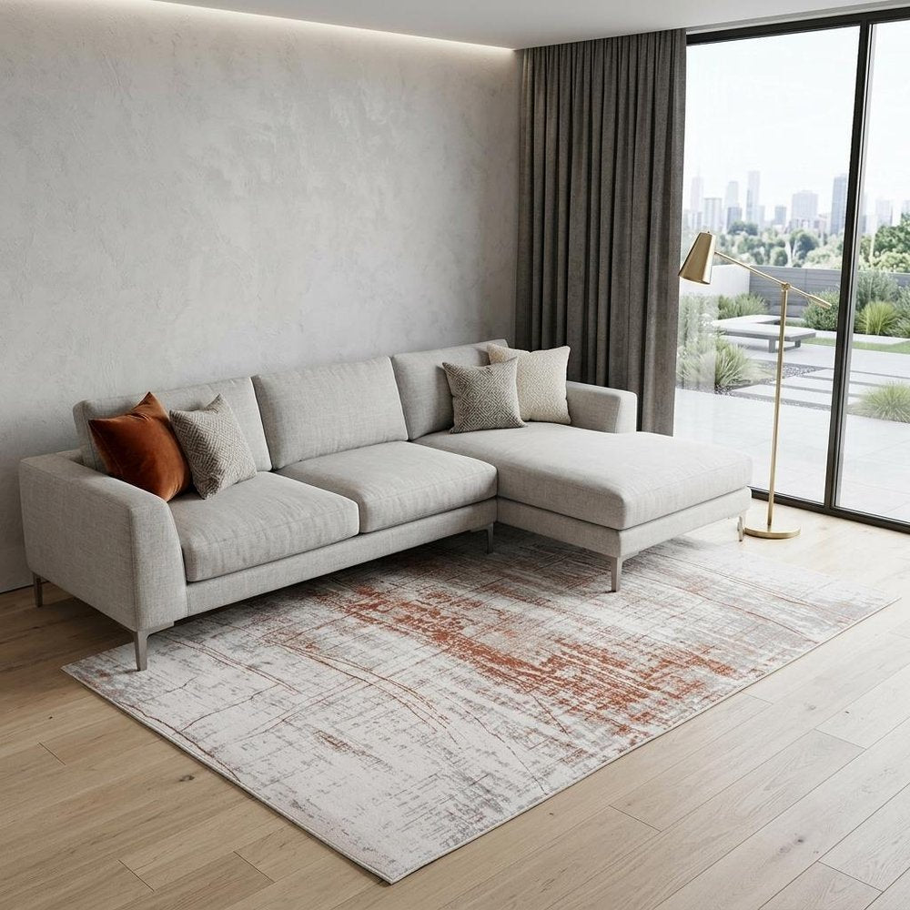 8' X 11' Gray and Yellow Abstract Non Skid Area Rug