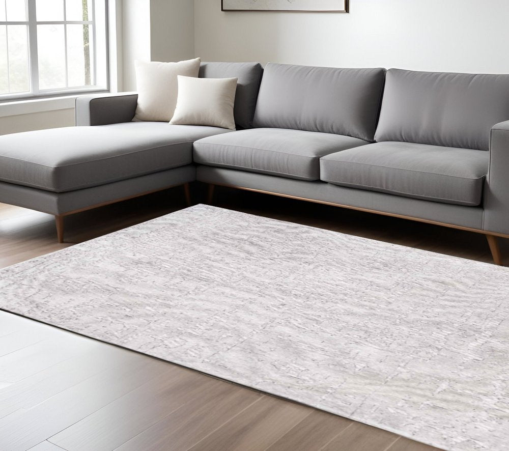 6' X 8' White Abstract Non Skid Area Rug