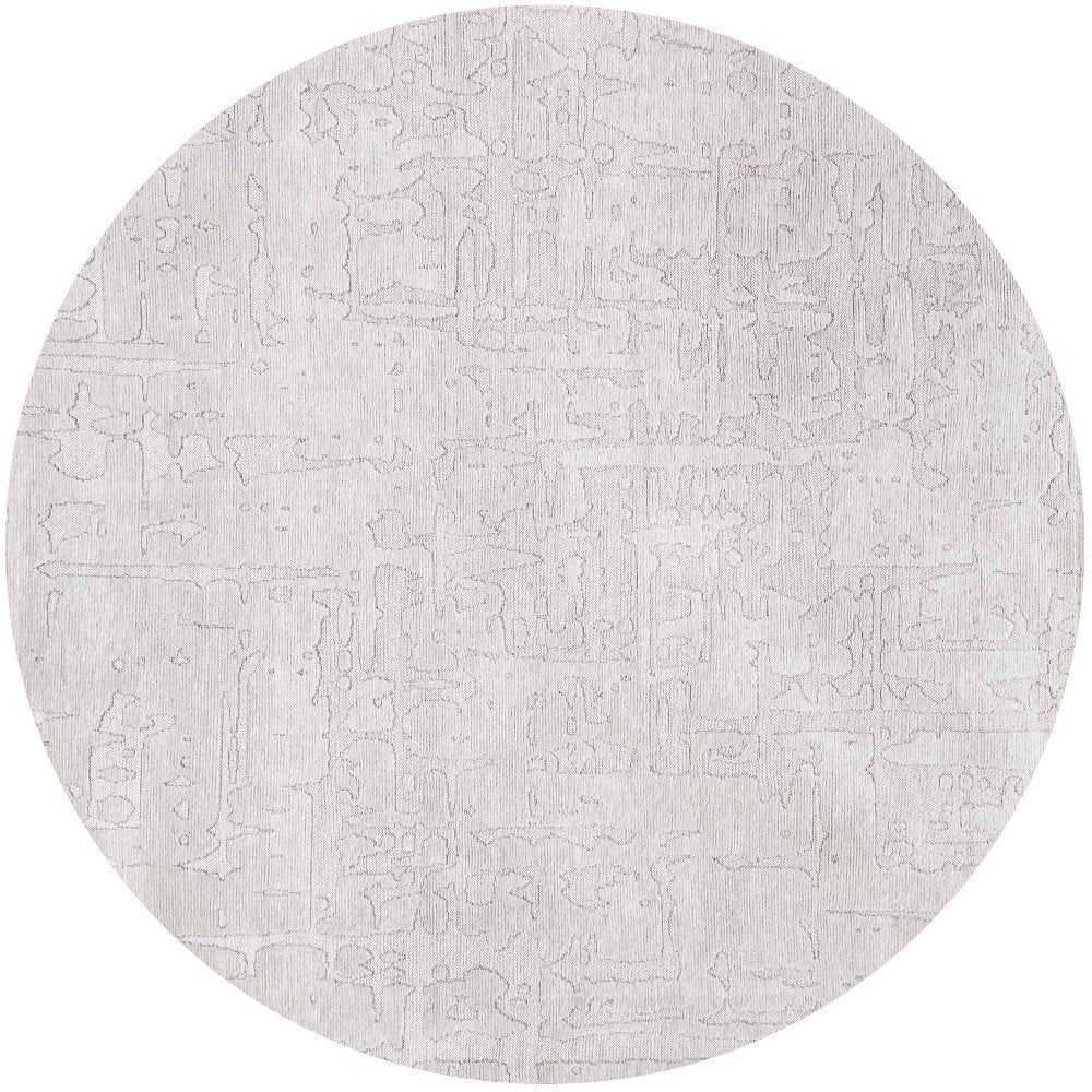 8' White Round Abstract Non Skid Area Rug