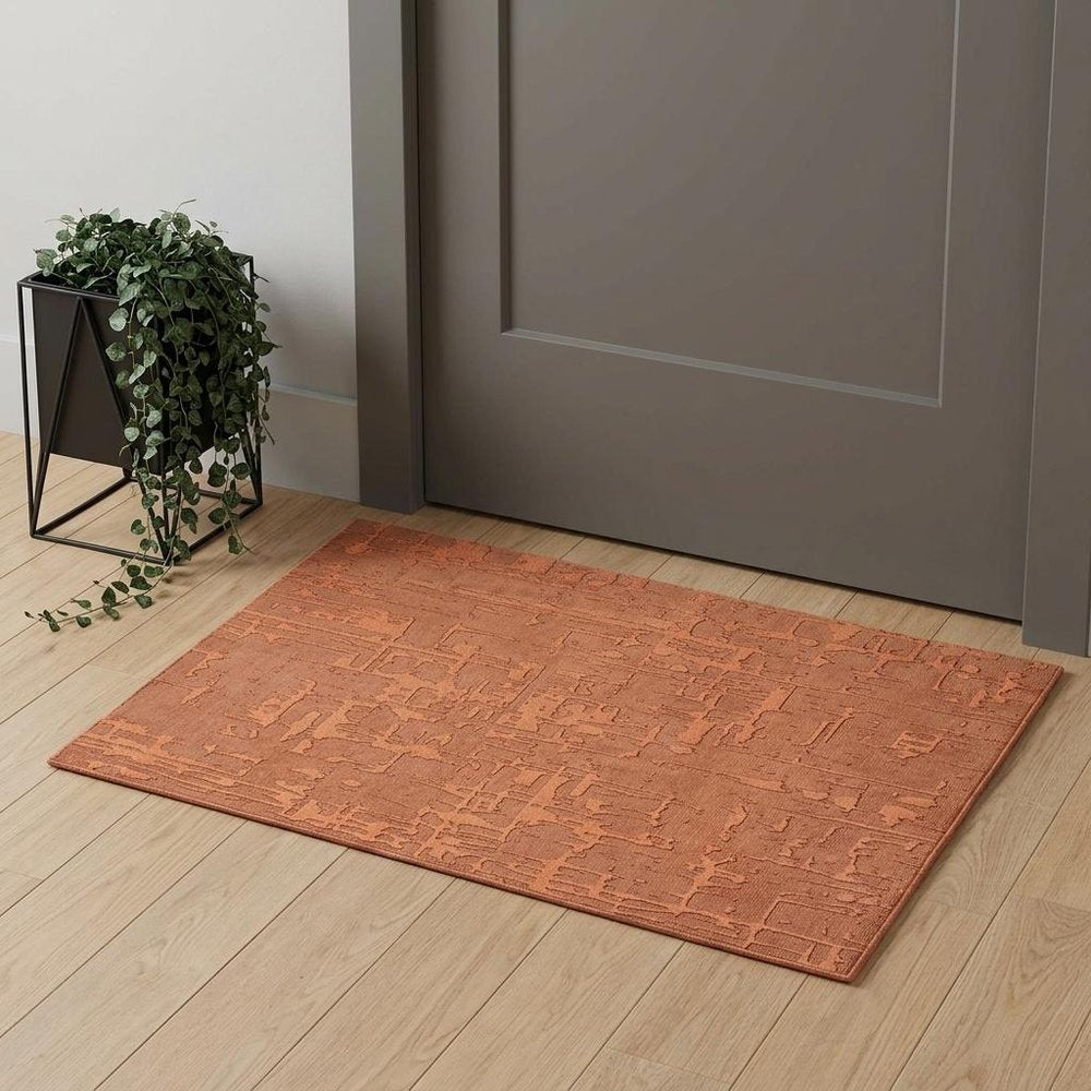 3' X 5' Orange Abstract Non Skid Area Rug
