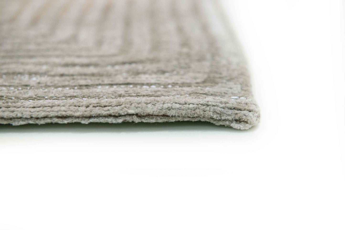 5' Beige and White Round Abstract Non Skid Area Rug