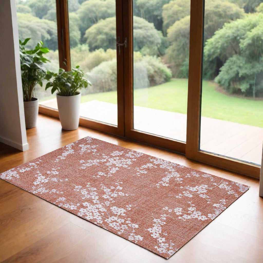 3' X 5' Red and White Oriental Non Skid Area Rug