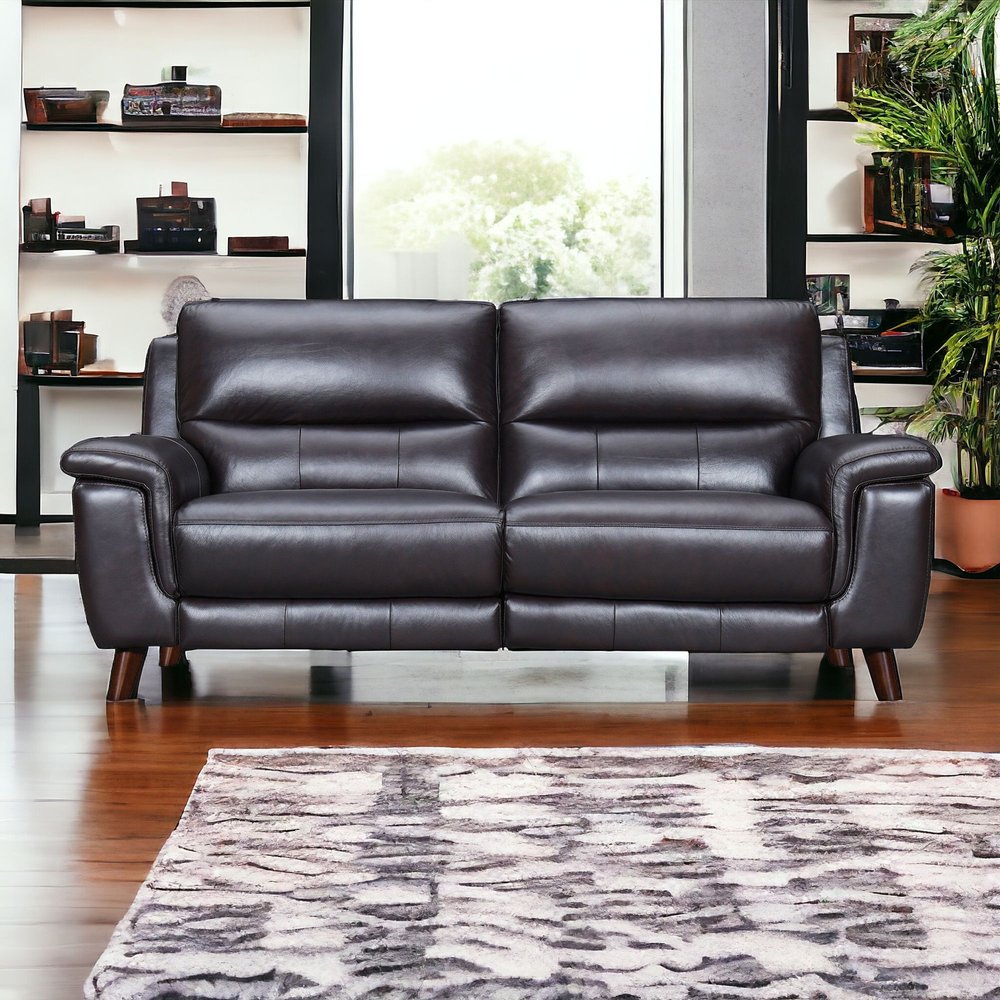 Three Piece Indoor Brown Leather Six Person Seating Set