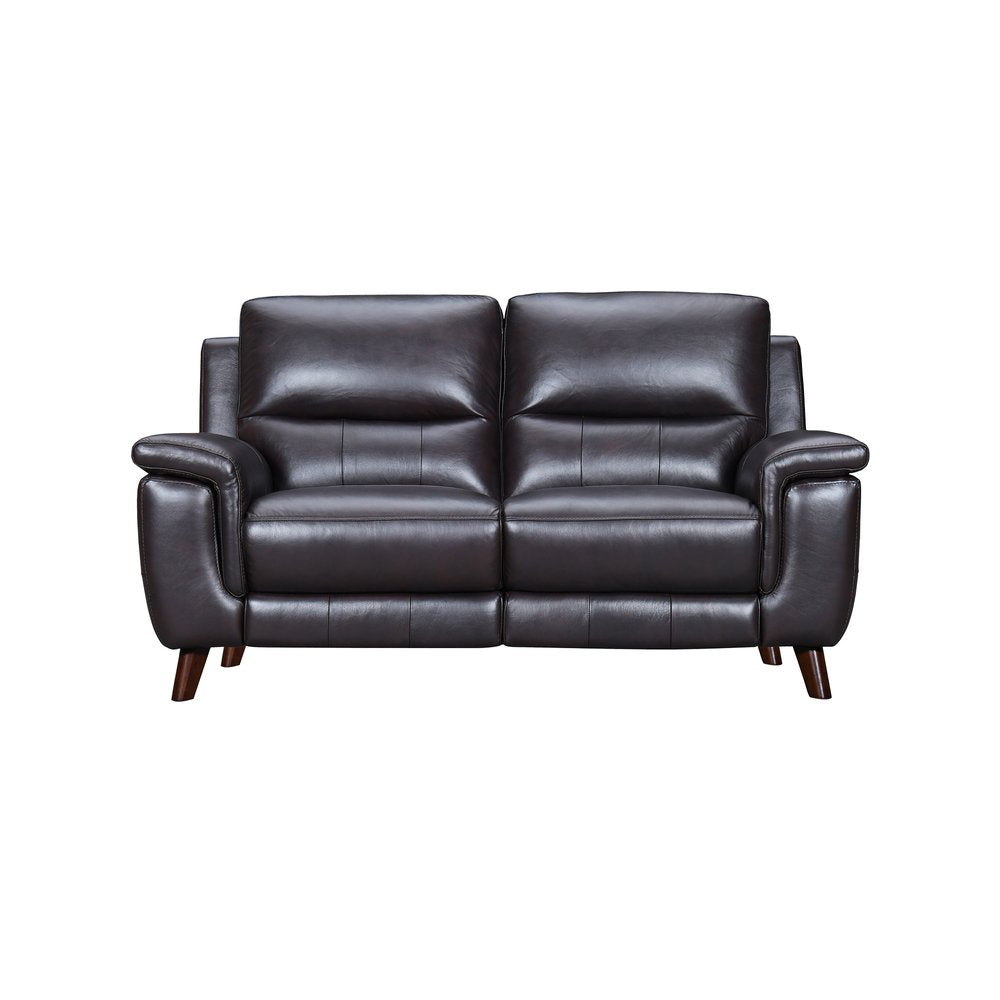 Three Piece Indoor Brown Leather Six Person Seating Set