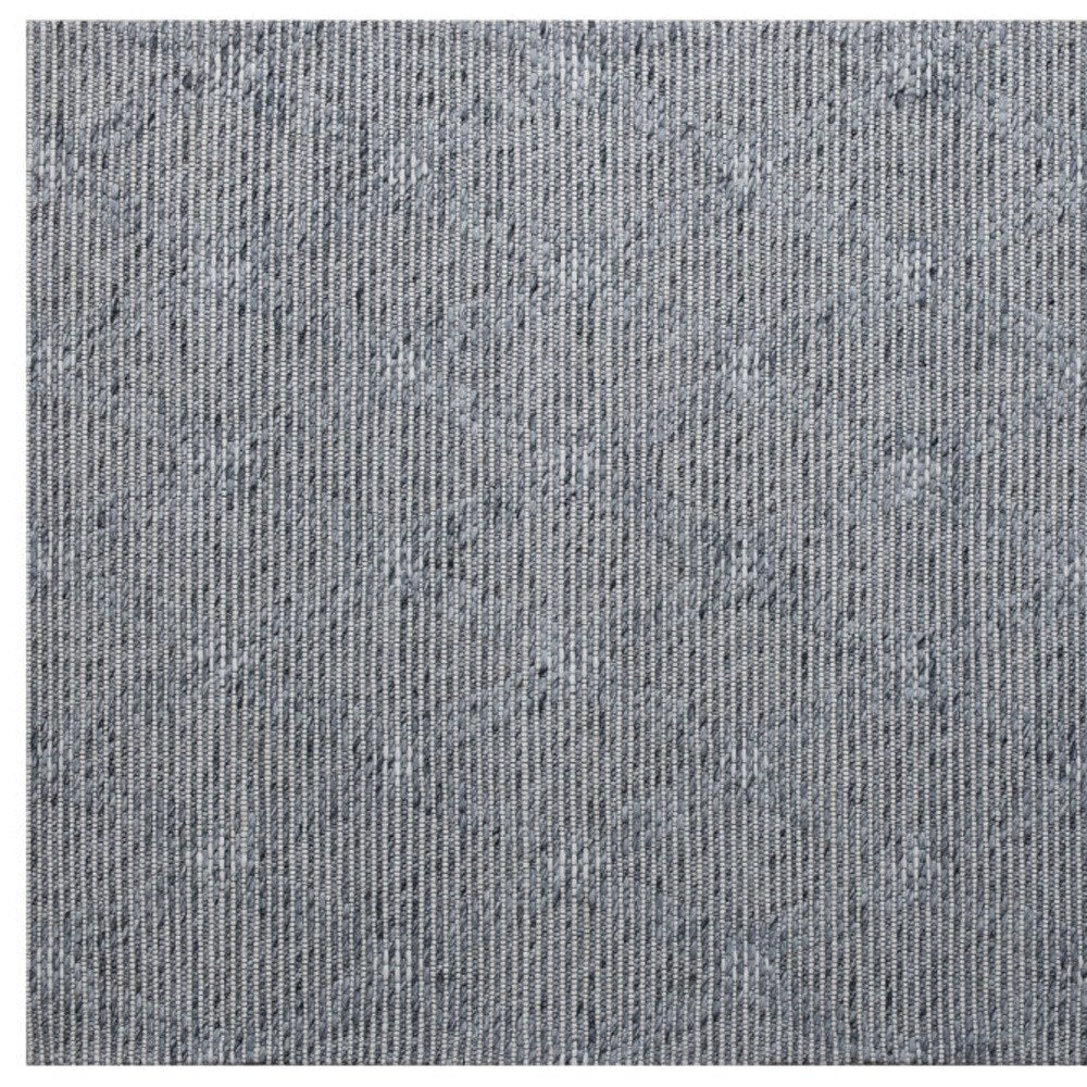 10' X 14' Blue and Ivory Wool Geometric Hand Woven Area Rug