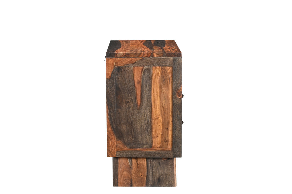 30" Dark Brown Solid Wood Two Drawer Nightstand