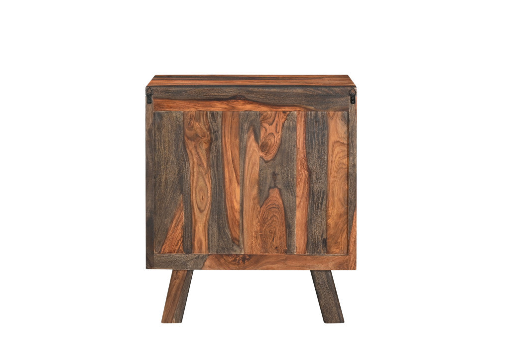 30" Dark Brown Solid Wood Two Drawer Nightstand